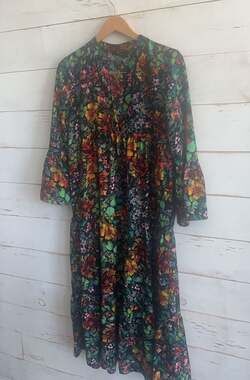 ONLY Floral Print Tiered Midi Dress Size 34